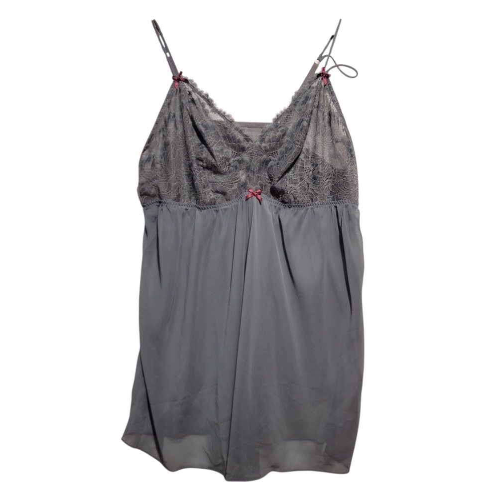 Cacique Babydoll Nightie Womens Plus 26/28 Grey Lace Sheer